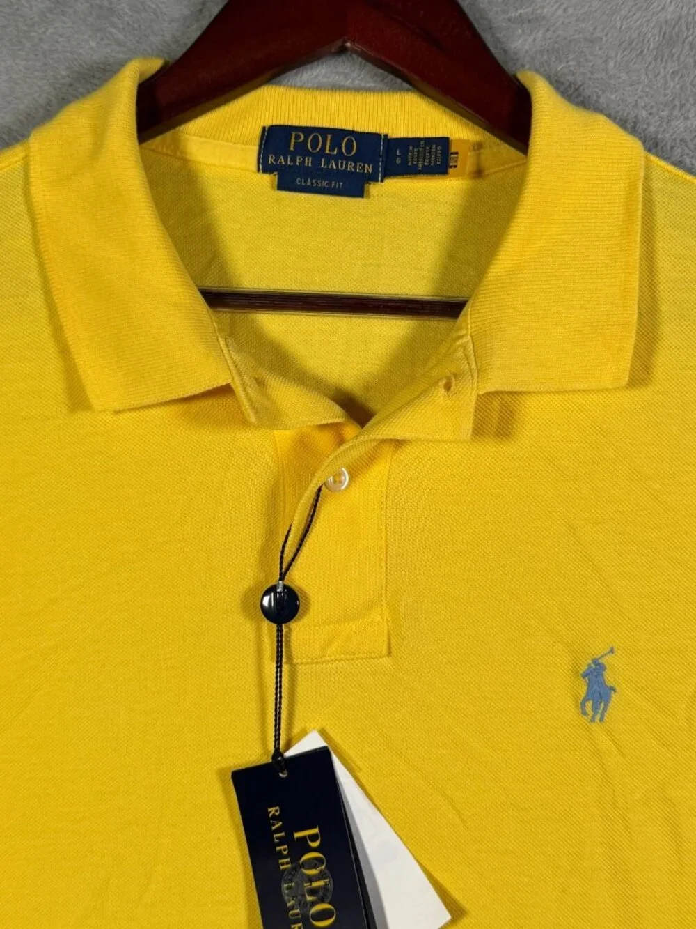 Polo Ralph Lauren Shirt Mens L Yellow Classic Fit Mesh Pony Short Sleeve $118